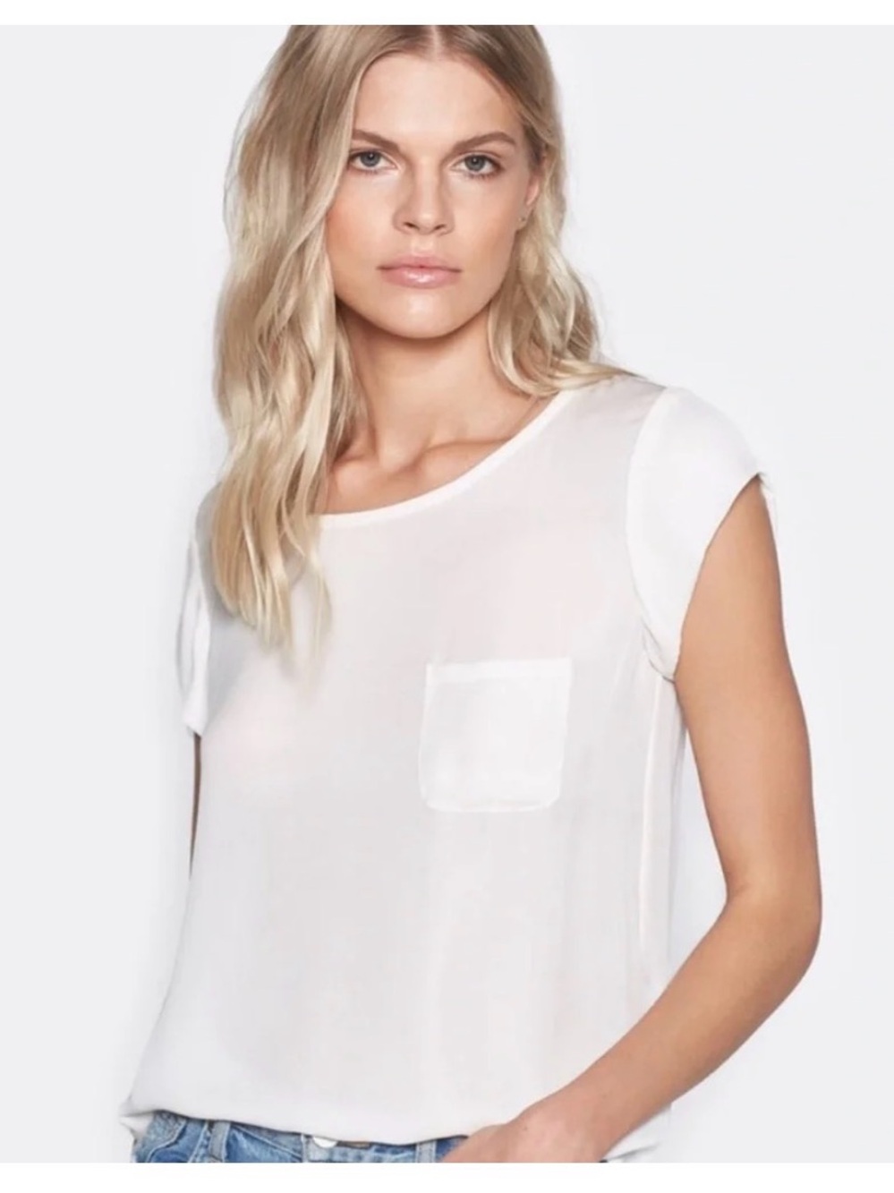 Joie Cream Short Sleeve Pocket Blouse-flaws see description.